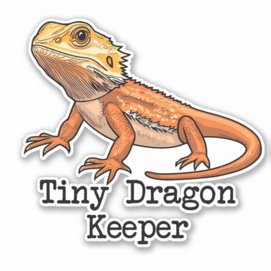 Tiny Dragon Keeper Bearded Dragon Sticker (Voorkant)