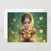 Tiny Dragon Keeper met Vlinders Briefkaart (Voorkant / Achterkant)