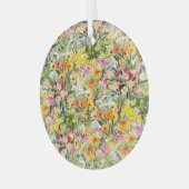 Tiny Flowers Field: heldere Waterverf. Glas Ornament (Voorkant links)