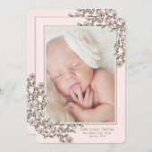 Tiny Flowers Foto geboorte aankondiging (Voorkant / Achterkant)