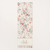 Tiny Flowers Rustieke koraal Patroon Naam Monogram Yogamat (Achterkant)