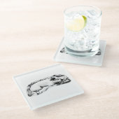 Tiny Gallery: Bedtime Terrier Dots Glazen Onderzetter (Schuin)