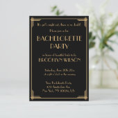 Tiny Gatsby Art Deco Bachelorette Party Invite Kaart (Staand voorkant)