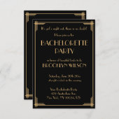 Tiny Gatsby Art Deco Bachelorette Party Invite Kaart (Voorkant / Achterkant)