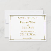Tiny Gatsby Gold Art Deco Save The Date Kaart (Achterkant)