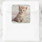 Tiny Ginger Kitten Vierkante Sticker (Tas)