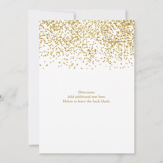 Tiny Gold Stippen Confetti Modern Huwelijksuitnodi Kaart (Achterkant)