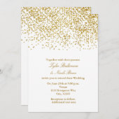 Tiny Gold Stippen Confetti Modern Huwelijksuitnodi Kaart (Voorkant / Achterkant)