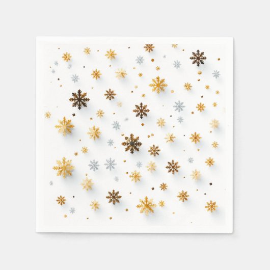 Tiny Golden Snow Ters: Snowflake-servetten voor Ke Servet (Voorkant)