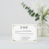 Tiny Great Gatsby White Art Deco Wedding RSVP Informatiekaartje (Staand voorkant)