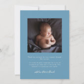 Tiny Hands Big Dreams Script Denim Blauwe Geboorte Aankondiging (Achterkant)