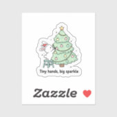 Tiny Hands Big Sparkle Cute Bunny Christmas Sticker (Vel)