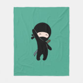 Tiny Happy Ninja op donkergroen Fleece Deken (Voorkant)