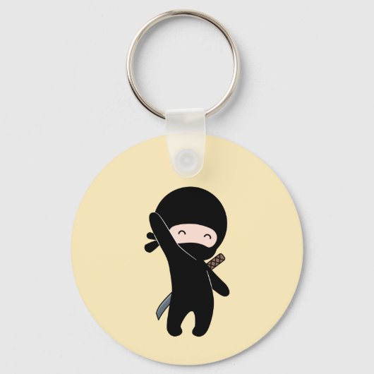 Tiny Happy Ninja op gele Sleutelhanger (Achterkant)