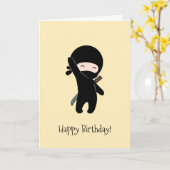 Tiny Happy Ninja op gele verjaardag Kaart (Gele Bloem)