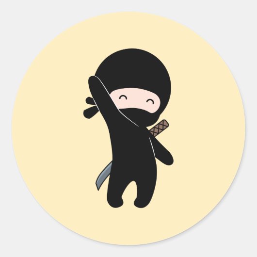 Tiny Happy Ninja op Yellow Ronde Sticker (Voorkant)