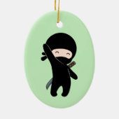 Tiny Happy Ninja over Green Keramisch Ornament (Achterkant)