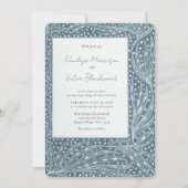 Tiny Heart Leaves Frame on Teal Wedding Invitation Kaart (Voorkant)