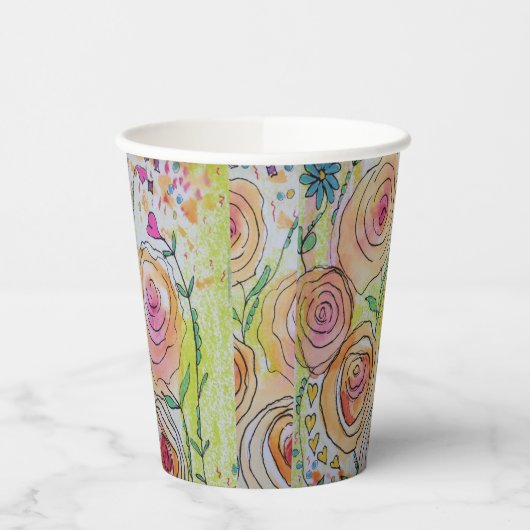 Tiny Hearts en Bloemen Paper Cups Papieren Bekers (Links)