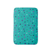 Tiny Hearts, Purple, Teal, Blue on Turquoise Badmat (Voorkant Verticaal)