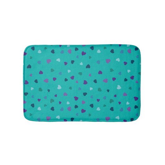 Tiny Hearts, Purple, Teal, Blue on Turquoise Badmat (Voorkant)
