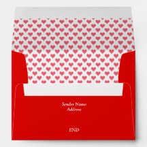 Tiny Hearts Red Lined Envelope