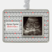 Tiny Hearts Sonogram Afbeelding Eerste Kerstmis Verzilverd Kader Ornament (Voorkant)