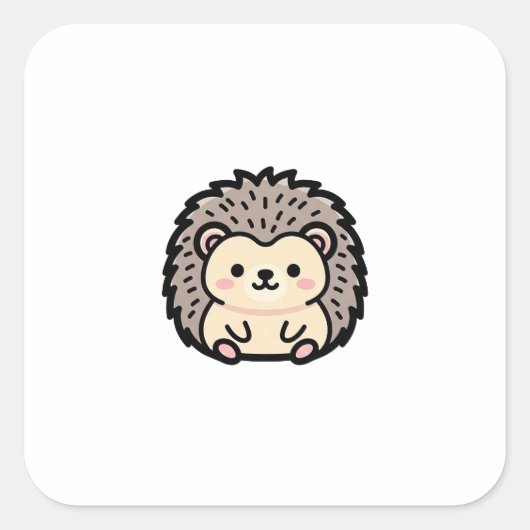 Tiny Hedgehog – Cute Kawaii Illustration Vierkante Sticker (Voorkant)