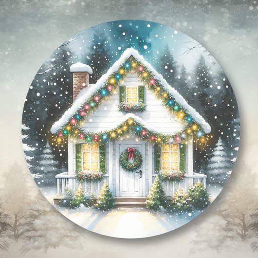 Tiny Home Kerstmis Ronde Sticker