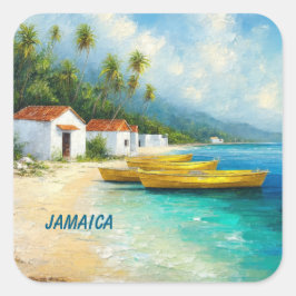 Tiny homes and fishing boats in jamaica vierkante sticker