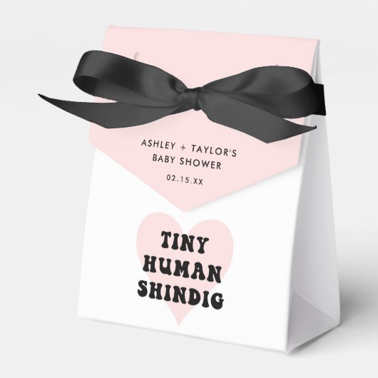 Tiny Human Shindig Baby Shower Favor Doos Bedankdoosjes (Voorkant Zijde)