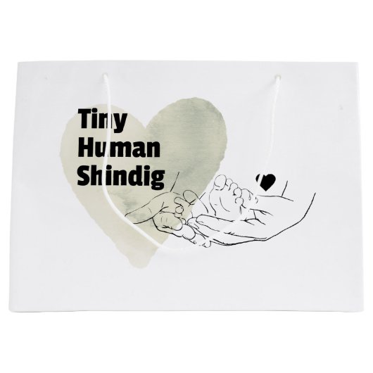 Tiny Human Shindig Gift Bag Modern Baby shower Groot Cadeauzakje (Voorkant)