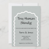 Tiny Human Shindig Minimalistisch Sage Baby shower Kaart (Voorkant)