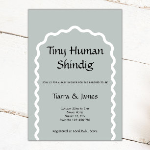 Tiny Human Shindig Minimalistisch Sage Baby shower Kaart