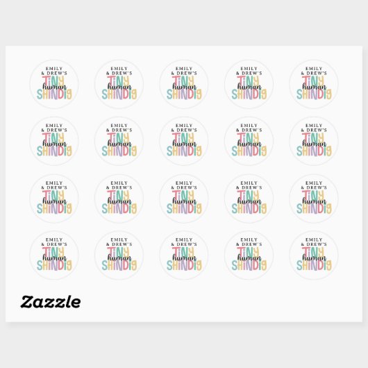 Tiny Human Shindig Schattigee regenboogkleuren Ronde Sticker (Vel)