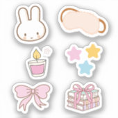 Tiny latte bunny sleeping time sticker (Voorkant)