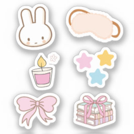 Tiny latte bunny sleeping time sticker