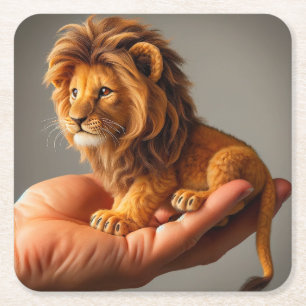Tiny Lion Vierkante Kartonnen Onderzetter