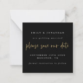 TINY MINI SIZE Black Gold Weddenschap Save the Dat Notitiekaartje (Voorkant)