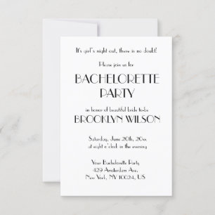 Tiny Minimal Deco White Bachelorette Party Kaart