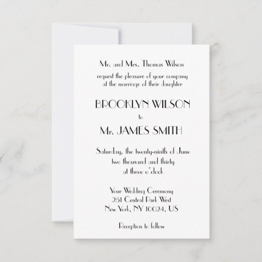 Tiny Minimal Deco White Wedding Uitnodigingen (Voorkant)