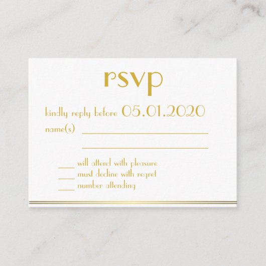 Tiny Monogrammed Great Gatsby Wedding RSVP Kaarten (Voorkant)