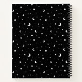 Tiny Moons and Stars Custom Name Black Notitieboek (Achterkant)