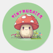 Tiny Mushies Ronde Sticker (Voorkant)
