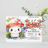 Tiny Mushroom's Adventure wacht op Baby shower Kaart (Staand voorkant)