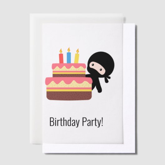 Tiny Ninja Achter Verjaardag Cake Insert Vellum Uitnodigingen (Offset)