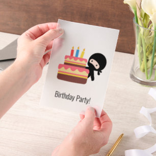 Tiny Ninja Achter Verjaardag Cake Insert Vellum Uitnodigingen