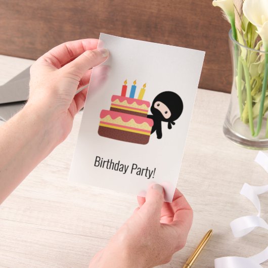 Tiny Ninja Achter Verjaardag Cake Insert Vellum Uitnodigingen (Draagbaar)