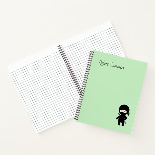 Tiny Ninja Custom Name on Green Notitieboek (Binnen)