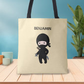Tiny Ninja Custom Name on Yellow Tote Bag